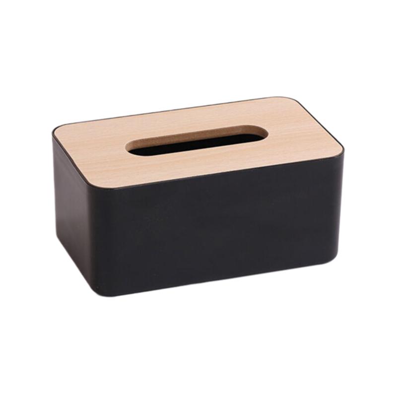 1Pc Luxurious Bamboo Rectangular Tissue Box Cover - Waterproof, Elegant Holder For Disposable Paper Facial Tissues