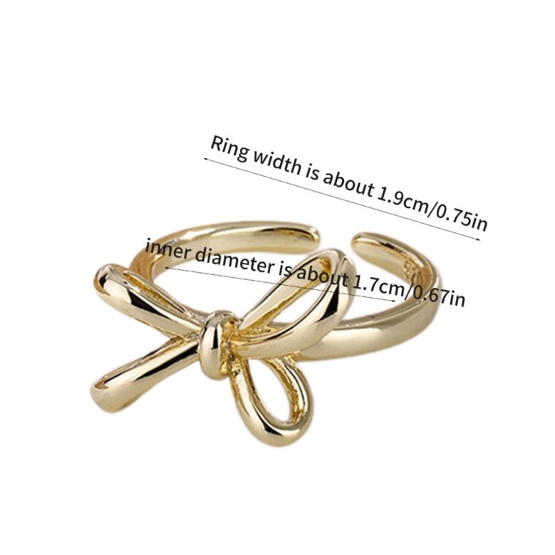 Fashionable Ribbon Bows Rings Women Temperament Butterfly-Knot Rings Female Cubic Adjustable Open Rings Embellishment
