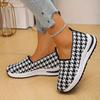 Lightweight Breathable Women's Slip-On Running Shoes Houndstooth Pattern Casual Sneakers with TPR Sole for All-Season Outdoor Walking