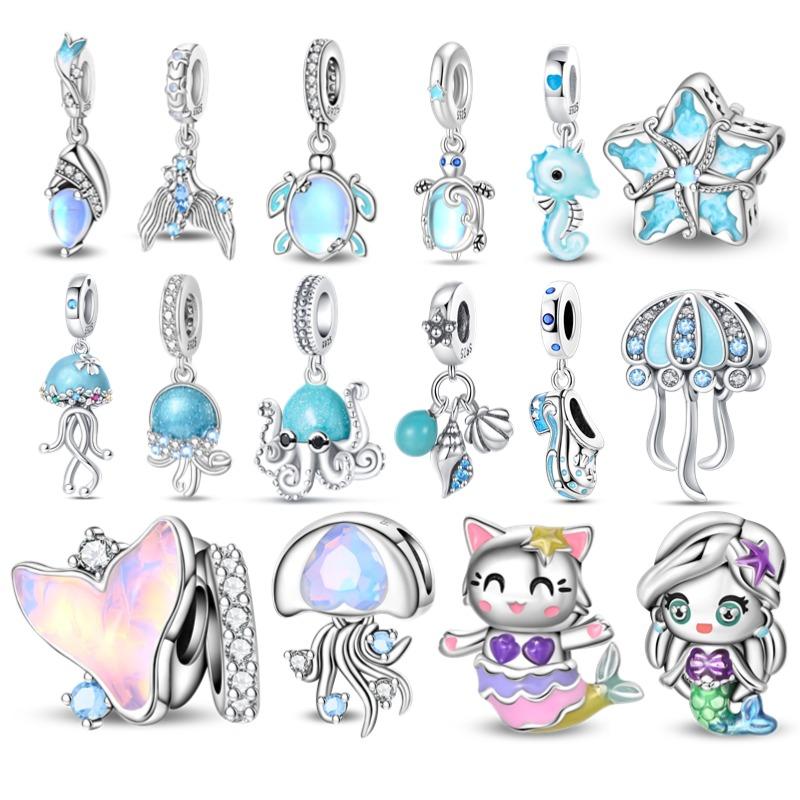 Original Charms Platacopper Luminous Halobios Charm Turtles Mermaids Starfish Bead Fit 3Mm Bracelet Diy For Women Jewelry