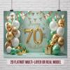 2D Neutral 70th Birthday Backdrop, Mint Green & Gold Balloon Decor Banner