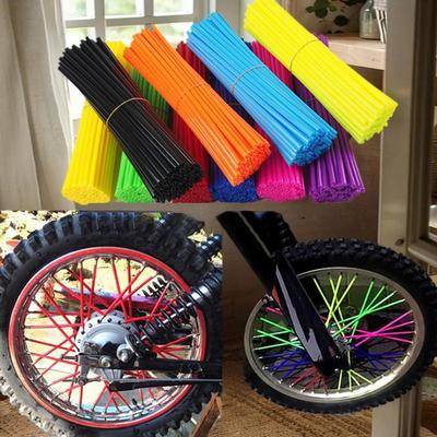Bicycle Wheel Spoke Protector Wraps, 36/72 PCS, Motorcycle Bike Wheel Rim Cover Kit with Color Rims Skin Trim Covers Pipe
