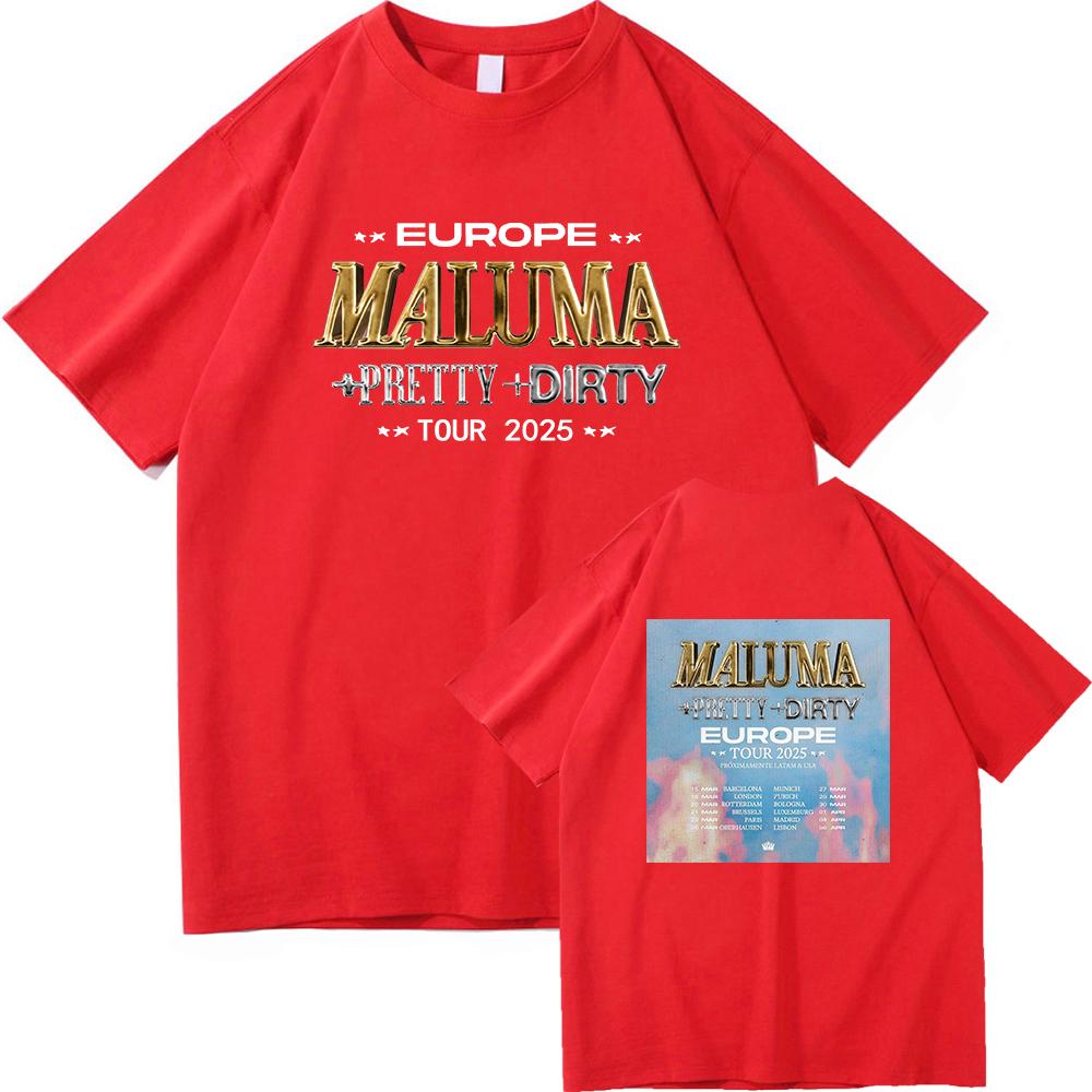 Maluma +pretty+dirty Europet Tour 2025 TShirt Men/women Clothing Retro Harajuku High Quality Tops Cotton TShirts for Fans Gifts