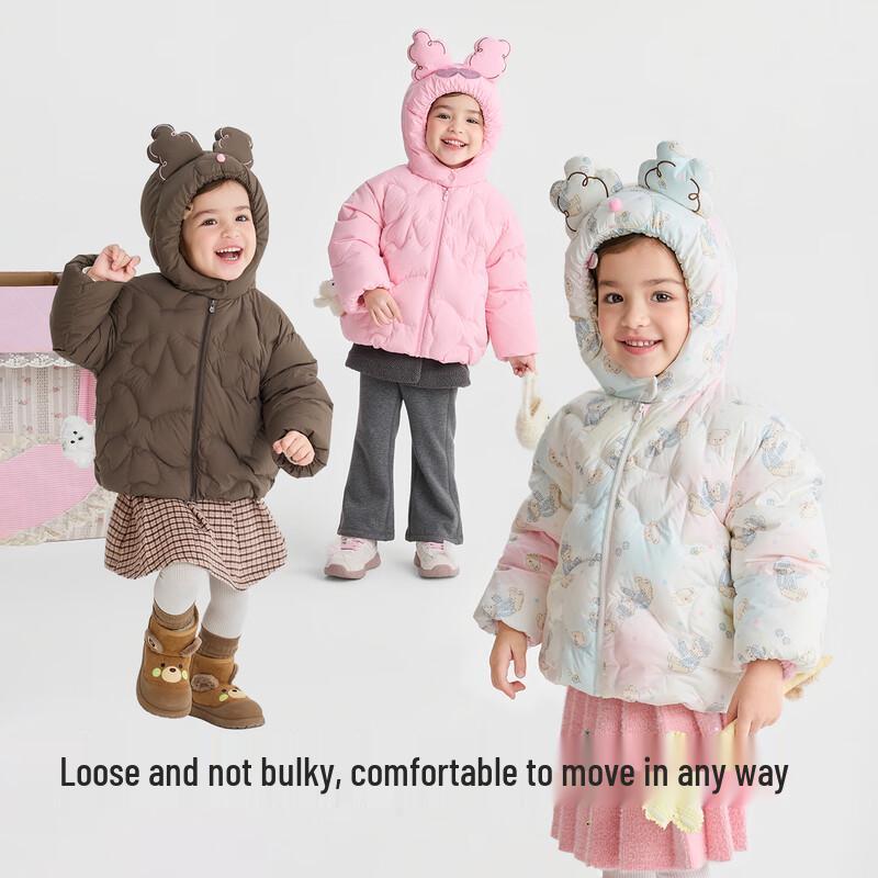 Balabala Girls' Winter Cartoon Puffer Jacket