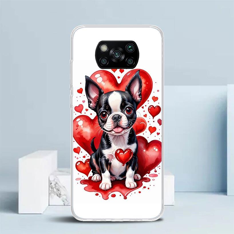 Lovely Puppy Heart Dogs Phone Case For Xiaomi Poco F7 Ultra X5 X6 X7 Pro M7 Redmi 15C 15 13C 13 12C 12 10C 10 10A 9 9C 9A 9T Cov
