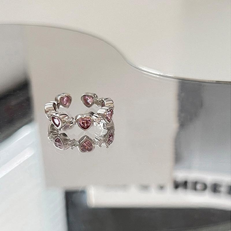 Pink Heart-Shaped Rhinestone Ring - Pure Desire, Sweet Niche Design, Versatile Fresh Luxury.