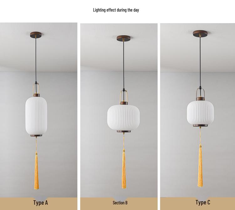 Modern Asian-Inspired Striped Glass Pendant Light for Restaurants and Bars