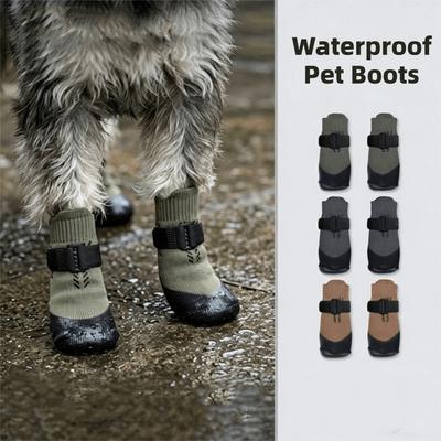 4PCS Soft Breathable Waterproof Dog Socks Shoes Wear Resistant Adjustable Dog Paw Protector Dirt-Resistant Pet Shoes Covers Home