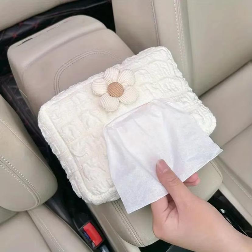 1Pc Car Tissue Box Puff Fabric Tissue Box Car Seat Back Armrest Paper Box Type Tissue Bag Car Interior Decoration Accessories
