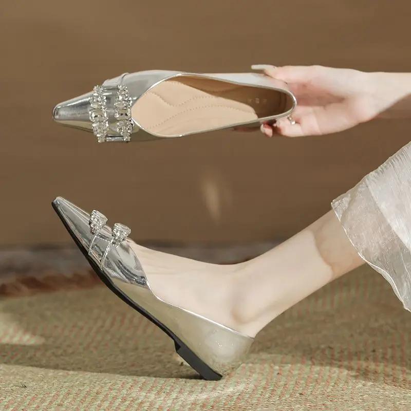 Fashion Women's Flat Shoes Diamond Slip-on Pointed Toe Rhinestone with Crystals Ladies Footwear Spring Sale 39 Chic and Elegant Casual