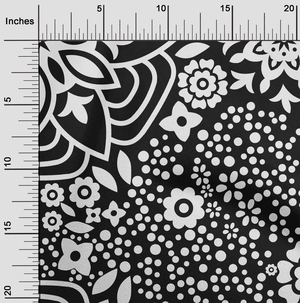 oneOone Cotton Poplin Black Fabric Asian Block Quilting Supplies Print Sewing Fabric By The Yard 42 Inch