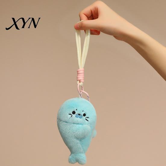 Short Plush Fabric Charm Magnetic Seal Keychain, Cute Stuffed Animal Keyring, Soft Snuggling Stickers Plushie for Bag Purse, Fridge Magnet Gift Girls