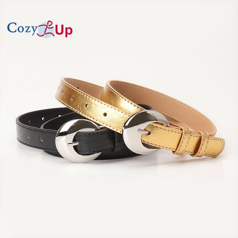 Women Thin Elastic Waist Belt for Dress Ladies Skinny Stretch Fashion Belt with Gold Buckle