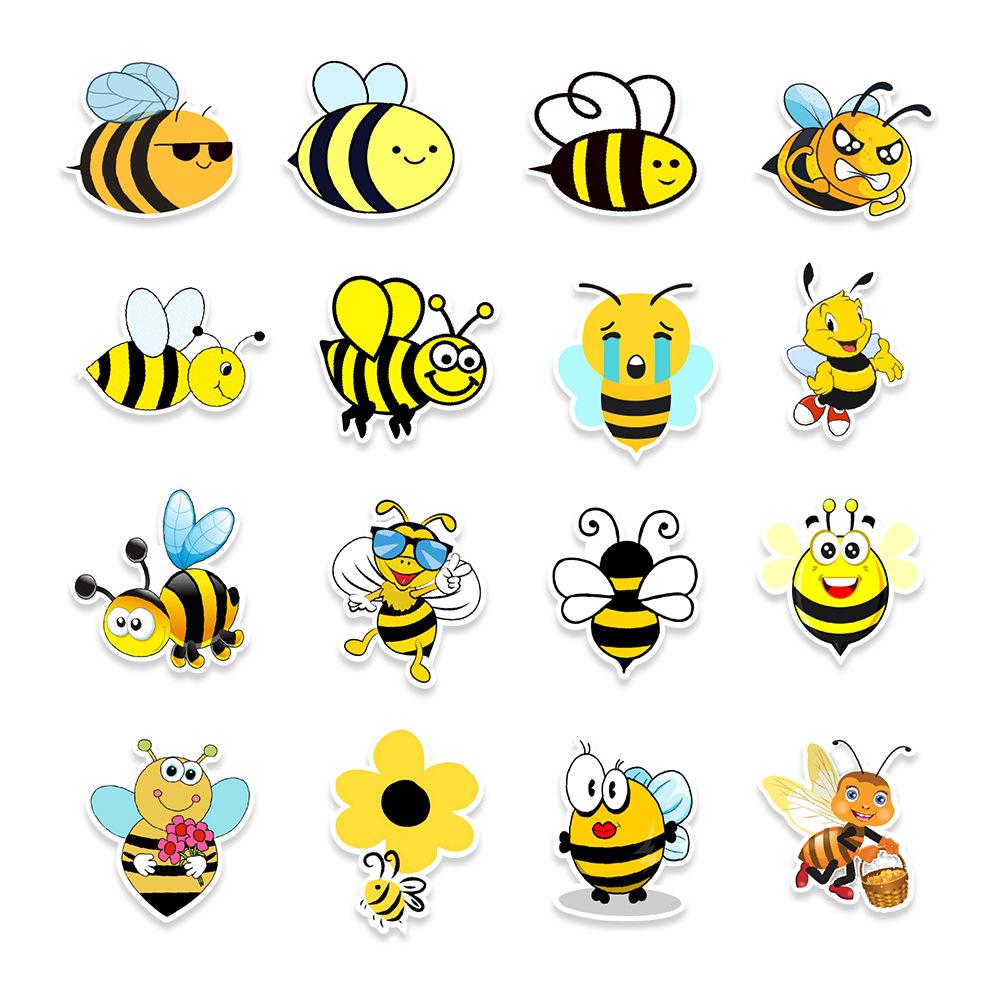 50 Cute Bee Doodle Stickers Suitcase Skateboard Mobile Phone Water Cup Decoration Stickers Creativity