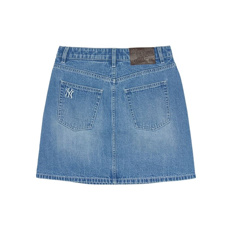 New MLB New York Yankees SS25 Denim Short Skirts Women's Light Blue 3FDSV0153-50BLL