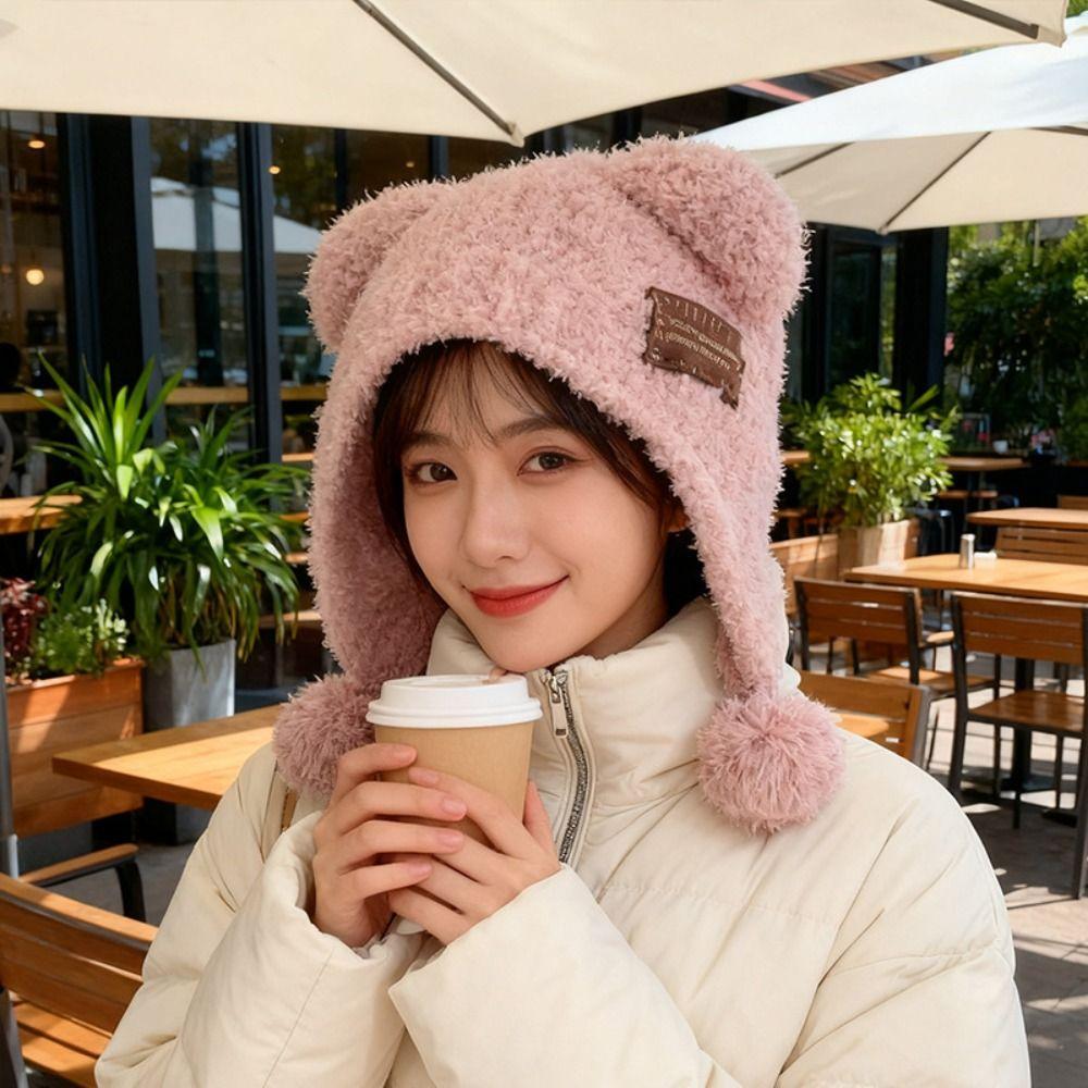Bärenohren Kleine Bärenohren Mütze Wolle Sturmhaube Mütze Niedliche Winter Plüschmütze Winter/Herbst