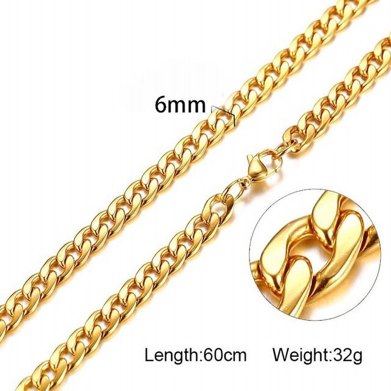 Men's Hip Hop Thick Gold, Black, and Silver Stainless Steel Titanium Chain Necklace