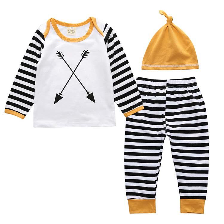 European Style Newborn Baby Outfit: Long Sleeve Top, PP Pants & Hat Set