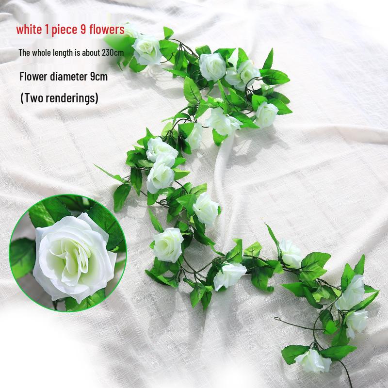 Artificial Rose Vine for Air Conditioning Pipe and Staircase Decoration