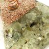 [GOLD STONE] Orgonite Pyramid with Prehnite and Single Quartz Crystals, Spiritual Item, Approximately 65-70mm Wide