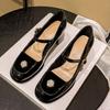 Mary Jane Shoes Women's Word with High Heels Thick Heel 2025 New Spring and Autumn Light Mouth Burgundy Single Shoes Women's Middle Heel