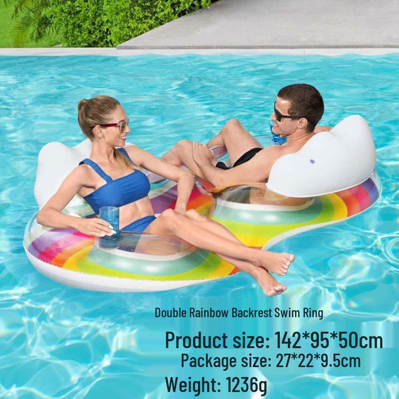 Inflatable PVC Float Recliner: Foldable Striped Swimming Bed