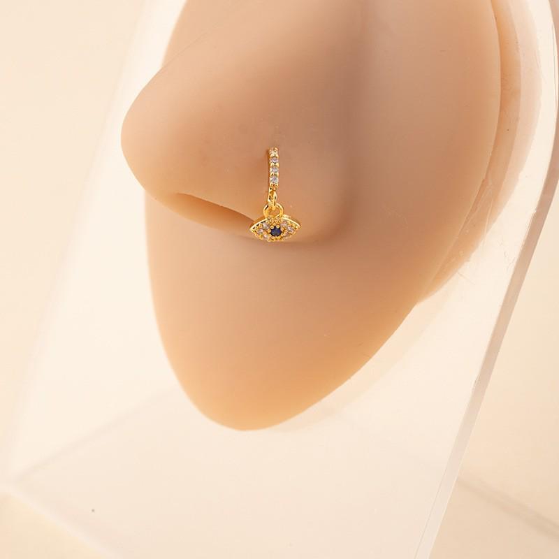Unisex Star and Moon Zirconia Nose Stud: Cross-border European American Trendy Pierced Cool Copper Jewelry