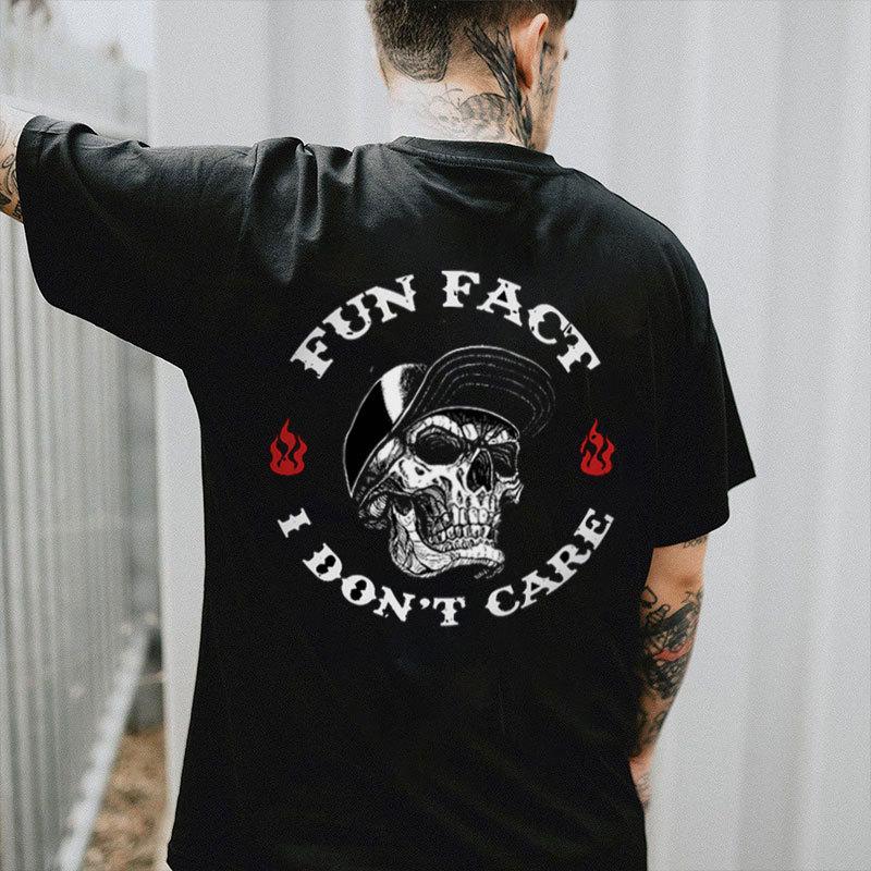 FUN FACT I DON T CARE Skull Print Unisex T-Shirt M