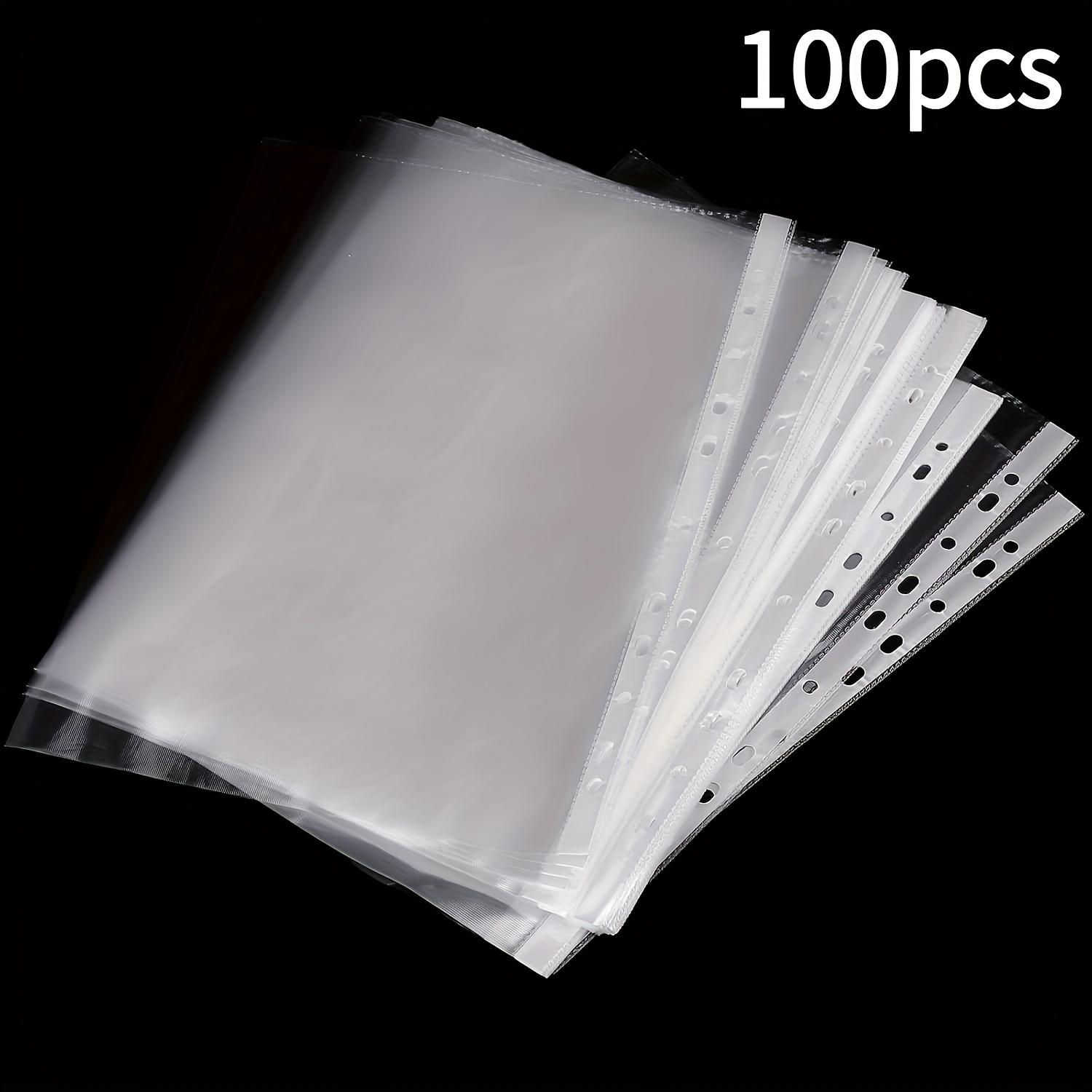 

100/200pcs Transparent A4 Paper Document Protective Sleeves with an 11-Hole Punching Design. Document Protectors, Students