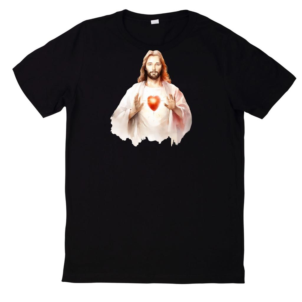 T-Shirt Gesù Motivo Acquerello CotoneSi apre in una nuova finestra o scheda