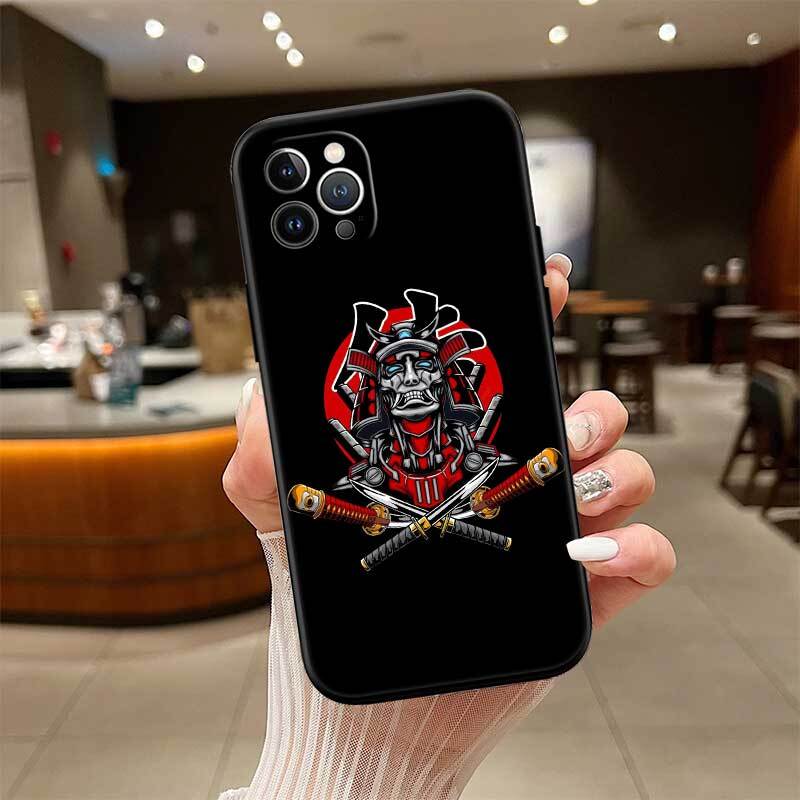Japan Samurai Mask Case for Samsung M55 M35 M15 A02 A05S A05 A06 A15 A12 A13 A10 A16 A20 A22 A24 A25 A30 A31 A32 A33 A35 A42 A50