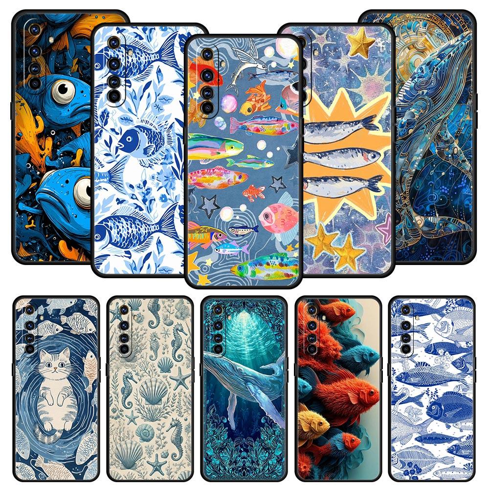 Blue Ocean Fish Case For Realme C67 C63 C55 C53 C35 C25 C21 GT 2 3 5 6 10 11 12 13 Pro Plus 5G Soft TPU Phone Cover Fundas Bags