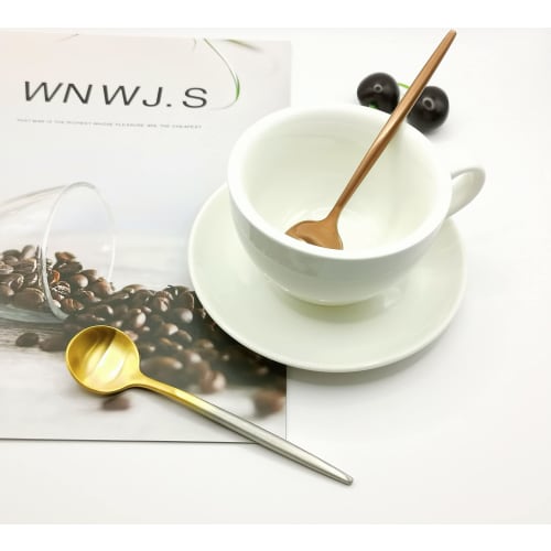 Easytoti 5-Piece Coffee and Tea Spoon Set, 13cm, Stylish and Cute Spoons, 18/8 Stainless Steel, Brushed, Available in Multiple Colors (Rose Gold)