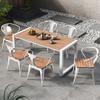 Garden Anti-Corrosion Wood-Plastic Composite Dining Set: Outdoor Table & Chairs for Courtyard, Balcony, or Cafe