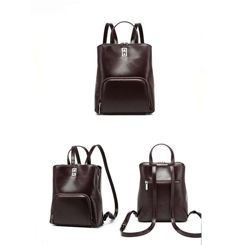 Top-grain Cowhide Hand-held Travel Bag Genuine Leather Large-capacity Simple Commuting Bag Retro Cowhide Backpack