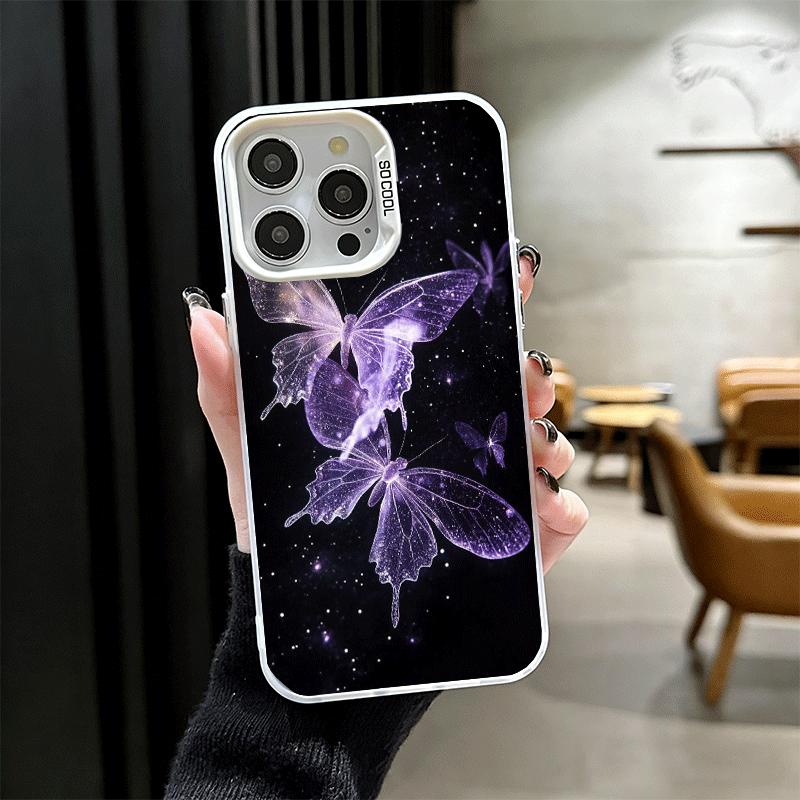 Beautiful Purple Butterfly Soft Phone Case for iPhone 15 16 17 Pro Max 17Air 16E 14 Plus 13 12 Mini Shockproof Cover Back Shell