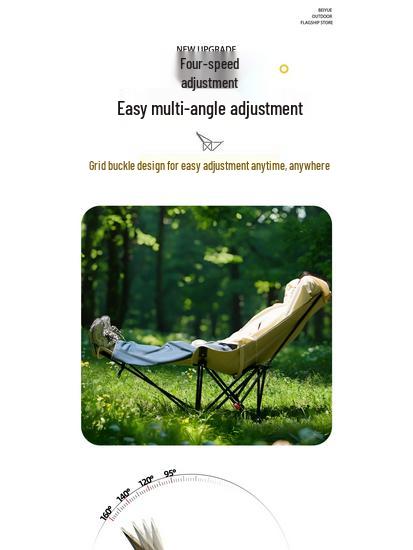 Thickened Folding Moon Chair: Adjustable Outdoor Lounge & Office Recliner
