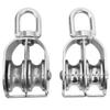 Pulleys 2pcs Double Pulley Block M32 Roller Wheel 360 Degree Rotatable Stainless Steel Material