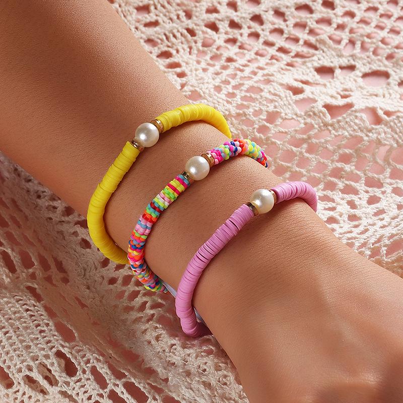 Simple Bohemia Handmade Weave Pearl Beads Bracelet For Women Holiday Jewelry Accessories Colorful Rope Gifts