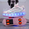 Runaway Shoes Can Shrink Children's Automatic Four-wheel Charging Skates Luminous Shoes