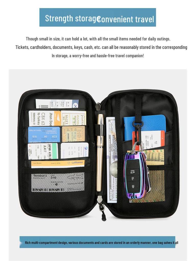 Lightweight Anti-Theft Passport and Travel Wallet with Large Capacity and Multi-Function Storage
