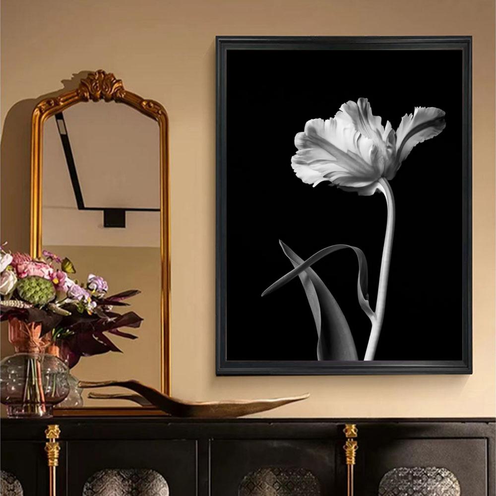 Black and White Wall Art Plant Flower Poster Printing Canvas Painting Nordic Living Room Home Decoration Wall Painting