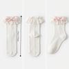 White Women Socks Lolita Bowknot Socks Japanese Short Crew Socks  Spring Summer