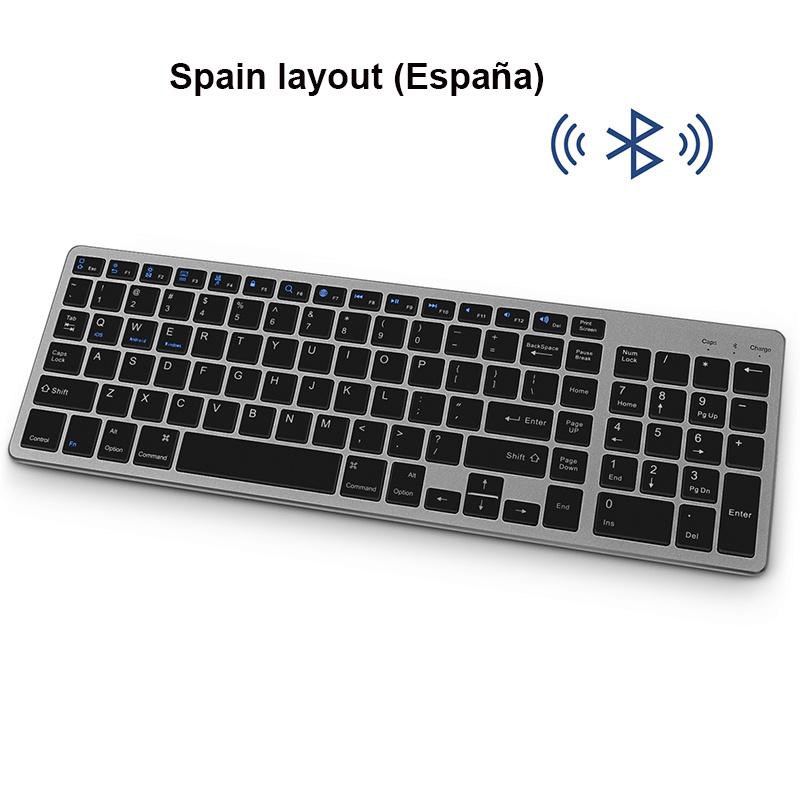 Russland/Spanien Schlanke Drahtlose Bluetooth-Tastatur für Tablet Laptop Smartphone iPad Wiederaufladbare Drahtlose Tastatur mit Ziffernschlüssel