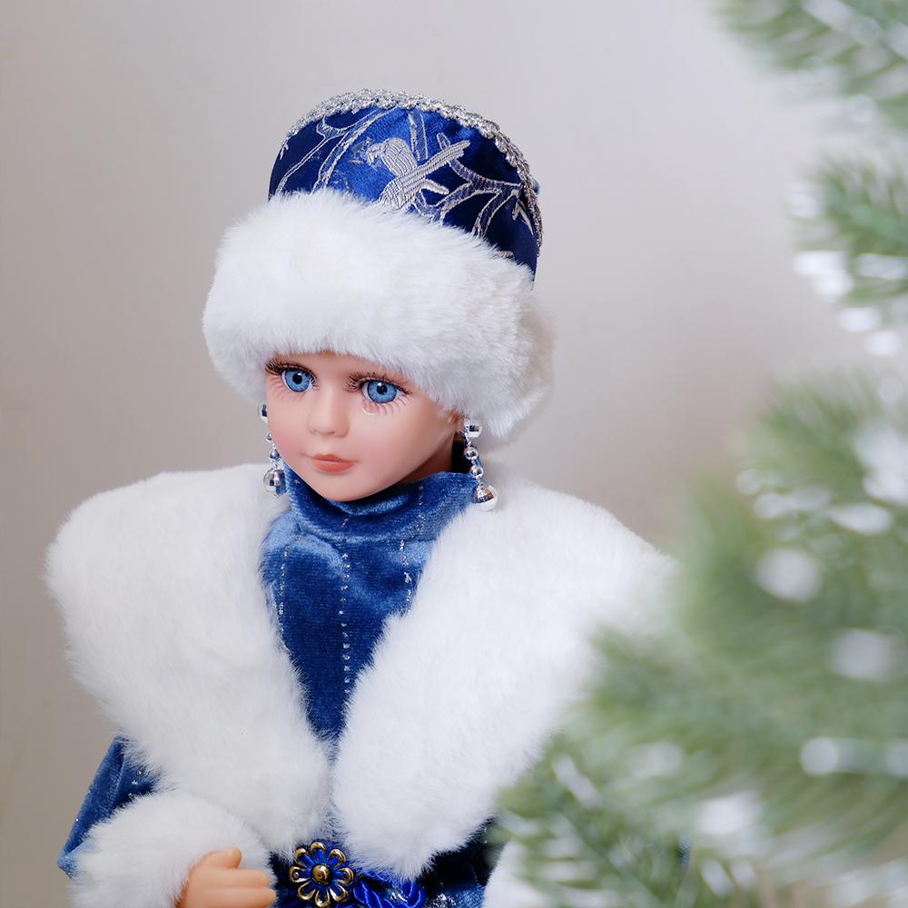 Bambola Fanciulla delle Nevi con Paillettes Blu da 40 cm, Ornamento Decorativo per la Casa del Capodanno Russo e Natale