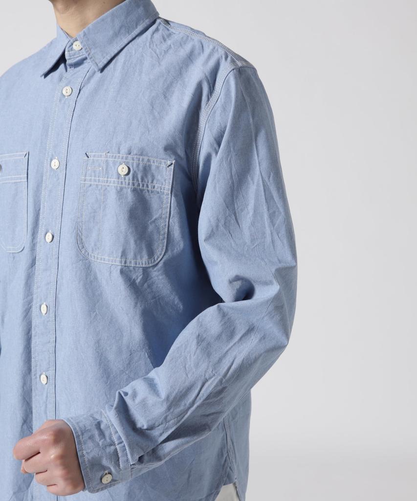 AVIREX DAILY BASIC CHAMBRAY LONG SLEEVE SHIRT Long Sleeve Basic Chambray Shirt 2XL 110 Blue Men's 783-3920003