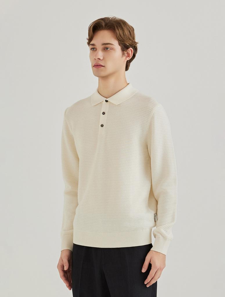 FERRAROMILANO Long Sleeve Thierry Knit Sweater Ivory (Am0Ets10261)