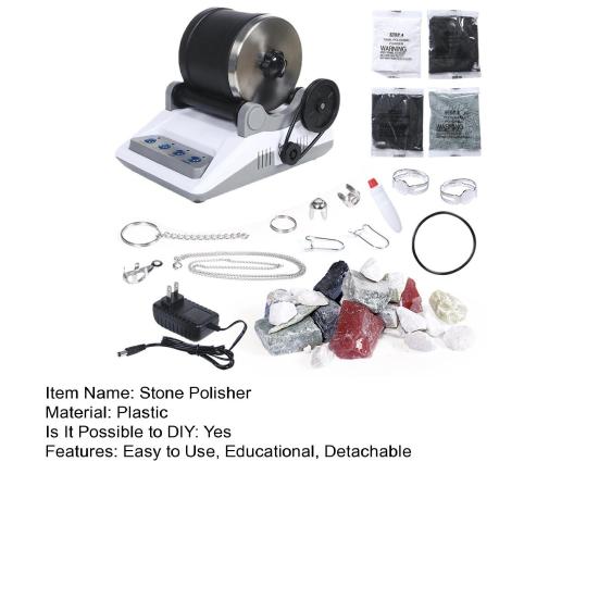 Kit Lucidatrice Elettrica per Pietre con Polvere Abrasiva Naturale Accessori Fai da Te Bambini Adulti Macchina Lucidatrice per Rocce Staccabile Piccoli STEM Educativo