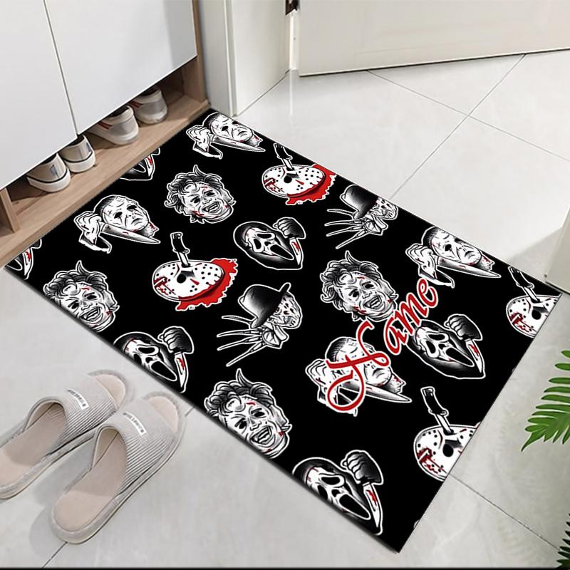 Custom Name Halloween horror Printed Carpet, for Office Chair Living Room Bedroom Kitchen Room Decor Gifts.