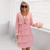 2026 Autumn Fashion Cake Skirt Women's Temperament Loose Slim Round Neck Long Sleeve Dress